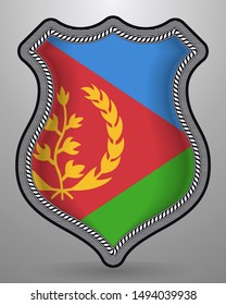 Flag of Eritrea. Vector Badge and Icon. Horizontal Orientation Version. Isolated