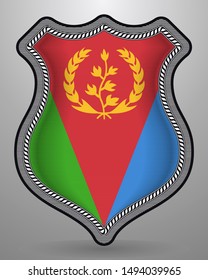 Flag of Eritrea. Vector Badge and Icon. Vertical Orientation Version. Isolated