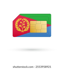 Flag of Eritrea. Vector illustration of SIM Card with flag on white background