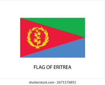 FLAG OF ERITREA VECTOR, ILLUSTRATION WHITE BACKGROUND TYPOGRAPHY