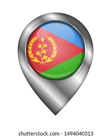 Flag of Eritrea. Vector Sign and Icon. Location Symbol Shape. Silver. Isolated