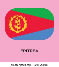 Flag of Eritrea,Eritrea flag vector illustration, Eritrea flag in rounded corner, Button style Eritrea flag.