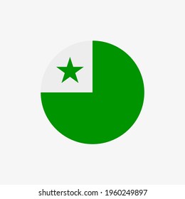 The flag of Esperanto in a circle. Round flag vector icon isolated on white background.
