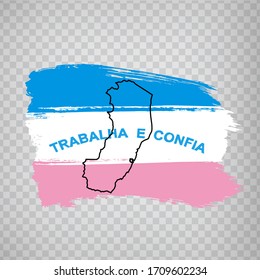 Flag of Espirito Santo from brush strokes. Blank map of  Espirito Santo.  Federal Republic of Brazil. High quality map of Espirito Santo and flag on transparent background. Stock vector.  EPS10.