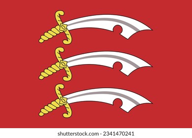 The flag of the Essex county of England. Vector illustration