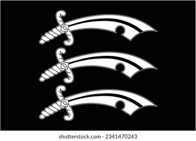 The flag of the Essex county of England in white and black colours. Vector illustration
