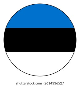Flag of Estonia. Black edge. Estonia circle flag logo icon computer vector illustration design.