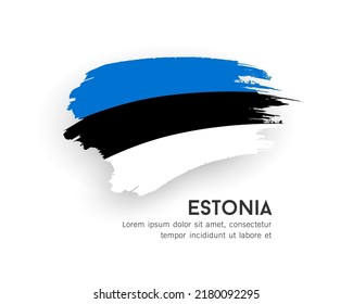 Bandera de Estonia, diseño de pinceladas aisladas en fondo blanco, ilustración vectorial EPS10
