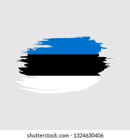 Flag of Estonia with brush stroke effect vector illustration