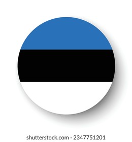 Bandera de Estonia. Icono de indicador de botón. Color estándar. Indicador de icono de círculo. 3 quinquies ilustración. Ilustración del equipo. Ilustración digital. Ilustración vectorial.