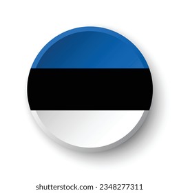Flag of Estonia. Button flag icon. Standard color. Circle icon flag. 3d illustration. Computer illustration. Digital illustration. Vector illustration.