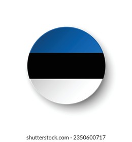 Flag of Estonia. Button flag icon. Standard color. Circle icon flag. 3d illustration. Computer illustration. Digital illustration. Vector illustration.