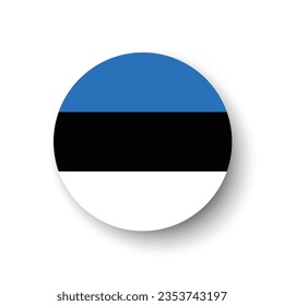 Flag of Estonia. Button flag icon. Standard color. Circle icon flag. 3d illustration. Computer illustration. Digital illustration. Vector illustration.