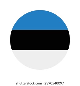 Flag of Estonia. Button flag icon. Standard color. Circle icon flag. Computer illustration. Digital illustration. Vector illustration.