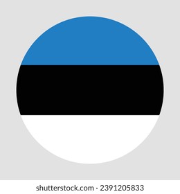 Bandera de Estonia. Icono de indicador de botón. Color estándar. Indicador de icono de círculo. Ilustración del equipo. Ilustración digital. Ilustración vectorial.