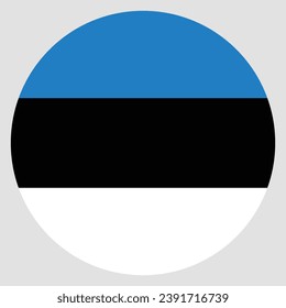 Flag of Estonia. Button flag icon. Standard color. Circle icon flag. Computer illustration. Digital illustration. Vector illustration.