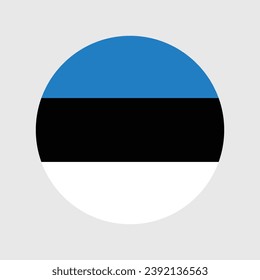 Flagge Estlands. Button-Flag-Symbol. Standardfarbe. Circle Icon Flag. Computergrafik. Digitale Illustration. Vektorgrafik.