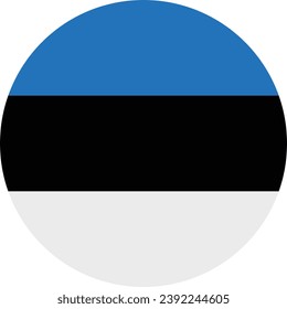 Bandera de Estonia. Icono de indicador de botón. Color estándar. Indicador de icono de círculo. Ilustración del equipo. Ilustración digital. Ilustración vectorial.