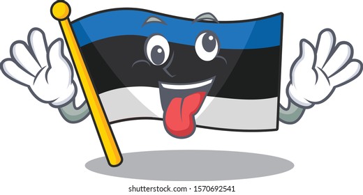 Flag estonia cartoon with in bring gift character