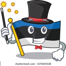 Flag estonia cartoon with in magician character