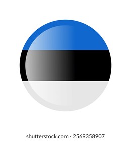 The flag of estonia. Circle icon flag. Button flag icon. Standard color. 3d illustration. glossy circle badge	