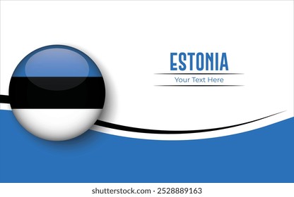 Flag of Estonia Circle isolated on White background with Text. Banner, Poster, vector, template, Mockup, Background, Social Media, Post, 3D.