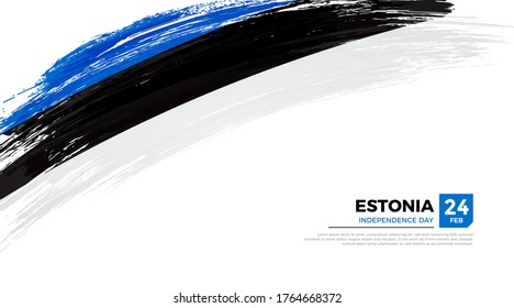 Flag of Estonia country. Happy Independence day of Estonia background with grunge brush flag illustration