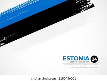 Flag of Estonia with creative painted brush stroke texture background