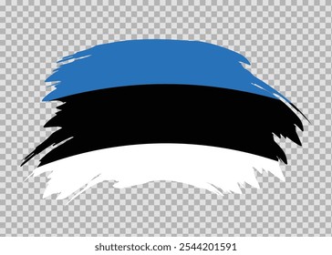 Bandeira da Estônia com efeito de pincel de traço de tinta aflita em plano de fundo isolado