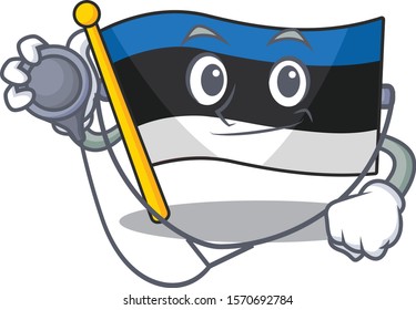 Flag estonia in a Doctor dressed with tools