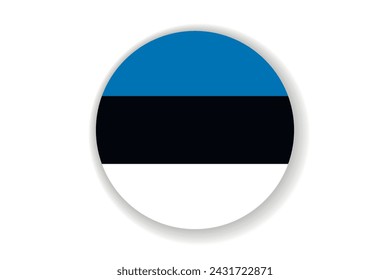 Flag of Estonia. Estonian national symbol in official colors. Template icon. Abstract vector background. Round glass light ball, 3D big bubble, sphere.