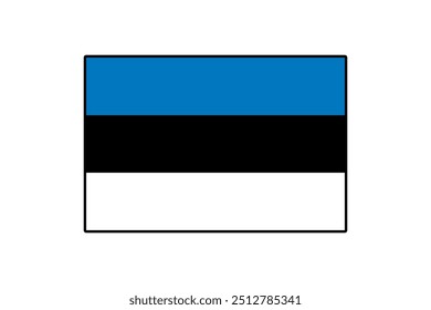 The flag of Estonia features three horizontal stripes colored from top to bottom in blue, black, and white, symbolizing the country's heritage and identity.