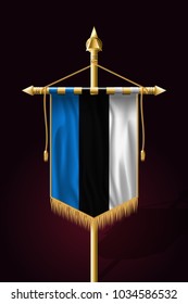 Flag of Estonia. Festive Vertical Banner. Wall Hangings with Gold Tassel Fringing