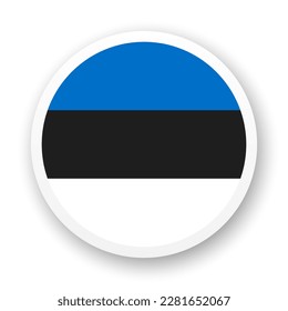 Flag of Estonia flat icon. Round vector element with shadow underneath. Best for mobile apps, UI and web design.