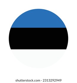 The flag of Estonia. Flag icon. Standard color. Round flag. Computer illustration. Digital illustration. Vector illustration.