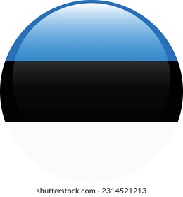 Flag of Estonia. Flag icon. Standard color. A round flag. 3d illustration. Computer illustration. Digital illustration. Vector illustration.