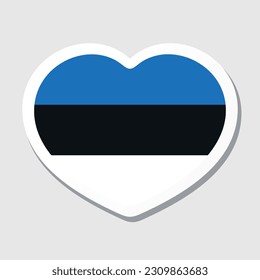 Icono de Bandera de Estonia. Etiqueta del corazón del vector. Mejor para aplicaciones móviles, interfaz de usuario y diseño web.