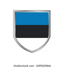 Flag of Estonia with metal shield frame