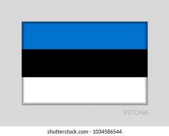 Flag of Estonia. National Ensign Aspect Ratio 2 to 3 on Gray Cardboard