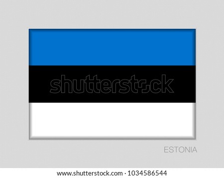 Flag of Estonia. National Ensign Aspect Ratio 2 to 3 on Gray Cardboard