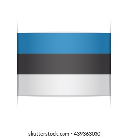 Flag of Estonia, officially the Republic of Estonia. Vector illustration of a stylized flag. The slit in the paper with shadows. Element for infographics.
