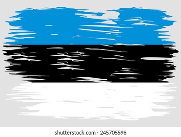 The flag of Estonia. Painted brush colored inks. Symbol Independence Day National Patriotic Travel Country Background Grunge Paint Stock Vector Icon Logo Picture Image Illustration Political