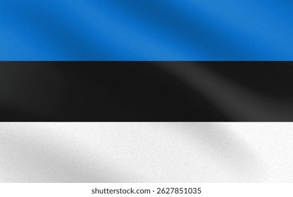 Bandeira da Estônia com textura de papel e luz. Ilustração vetorial 