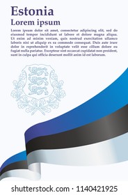 Flag of Estonia, Republic of Estonia. template for award design, an official document with the flag of Estonia. Bright, colorful vector illustration