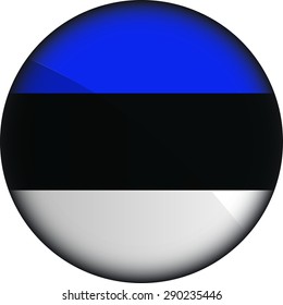 Flag of Estonia as round glossy icon. Button with Estonian flag