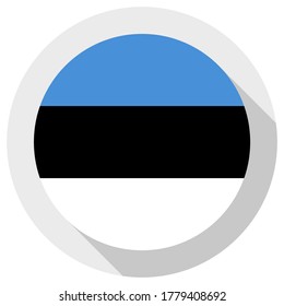 Flag of Estonia, round shape icon on white background, vector illustration