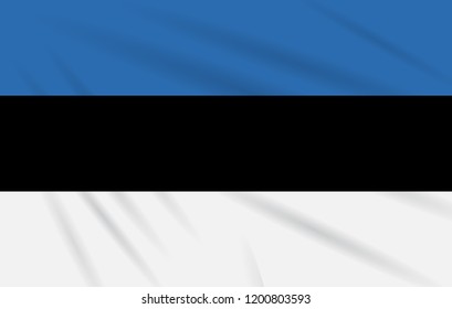 Flag Estonia swaying in the wind, realistic vector.