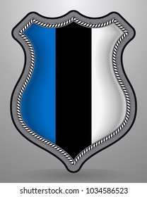 Flag of Estonia. Vector Badge and Icon with Central Glossy National Symbol