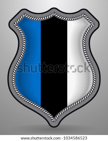 Flag of Estonia. Vector Badge and Icon with Central Glossy National Symbol