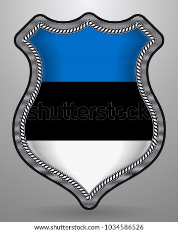 Flag of Estonia. Vector Badge and Icon with Central Glossy National Symbol